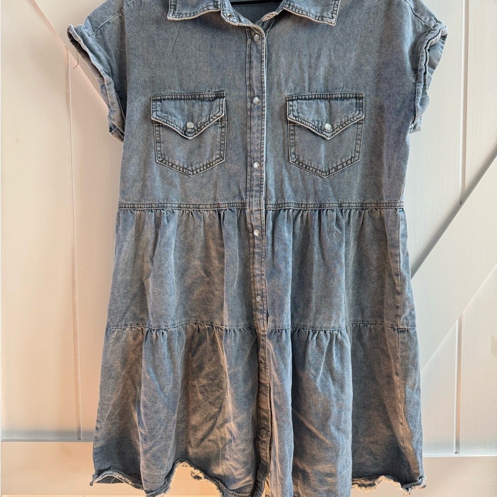 Entro Button Down Oversized Denim  Dress
